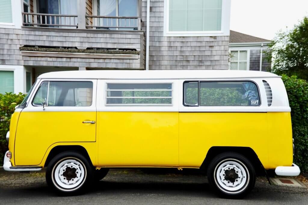 bright yellow van home